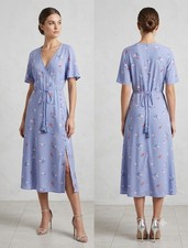Madewell Lavender Floral Wrap Midi Dress with Tassel Tie