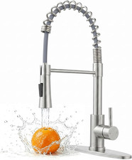 Kitchen Sink Faucet with Pull down Sprayer, Brushed Nickel Stainless Steel Bar F