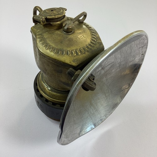 Antique Brass Just Rite Carbide Lamp Miners Light USA Streamlined Air Cool Grip