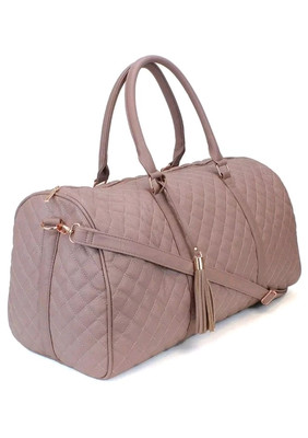 Ms Lovely Quilted Pink Vegan Leather Weekender Travel Duffel Carry On Bag NEW