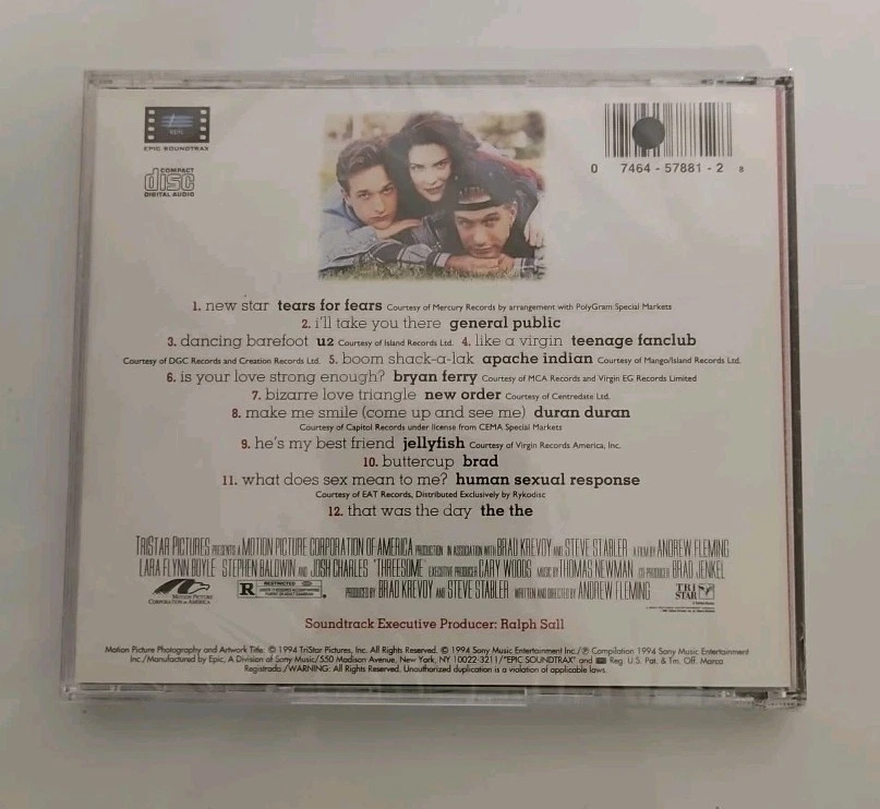 "Threesome Original Soundtrack" 1994 Sony, Duran Duran, U2, New Order Sealed NM - Image 3 of 4