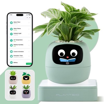 Plant Pot with Visual Display   Soil Moisture, Water Level, Light & Battery M...
