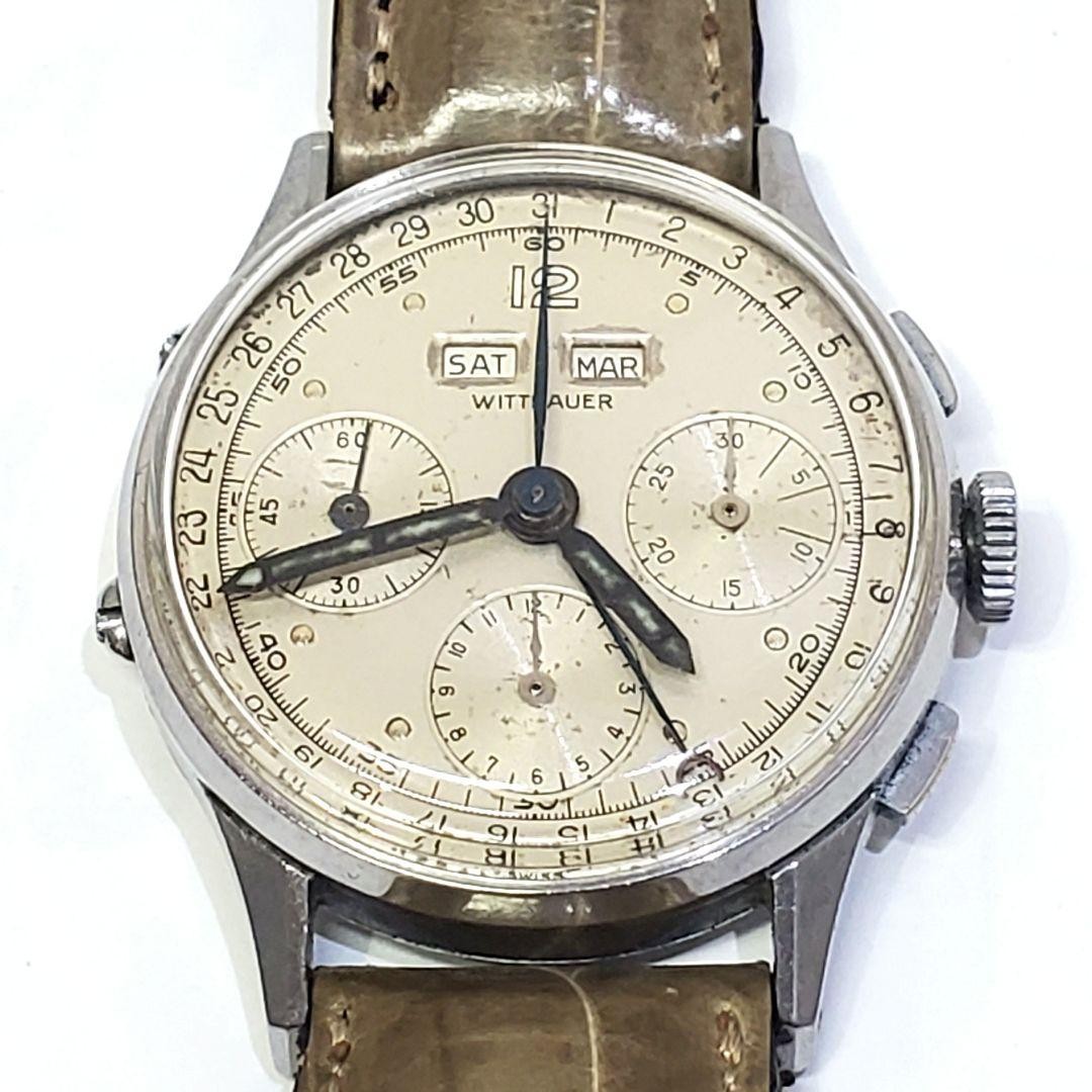 Wittnauer 50s Triple Date Chronograph Vintage Rare Working Watch image 7