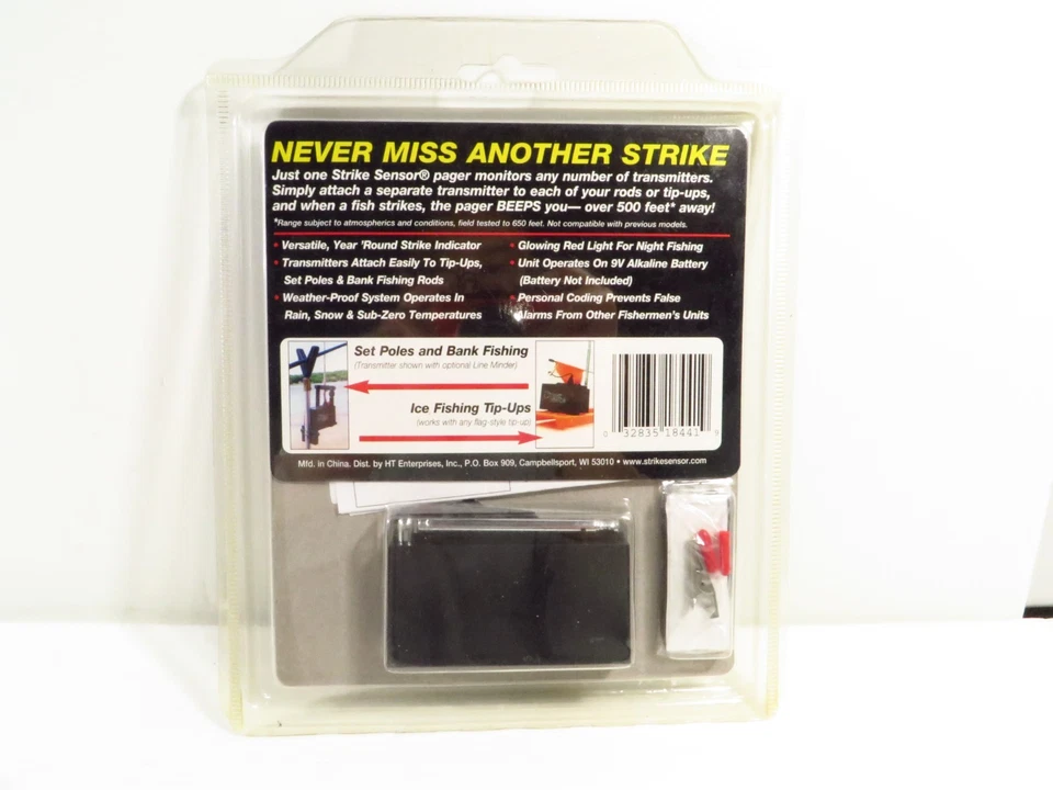 Sensor de huelga de pesca HT Enterprises con buscapersonas remoto inalámbrico, NUEVO SELLADO, ¡RARO! Foto 3 de 4