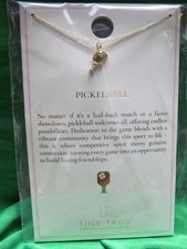 Tiny Tags Necklace PickelBall 16" W/ 2" Extender 14K GOLD ION Plate Over Brass