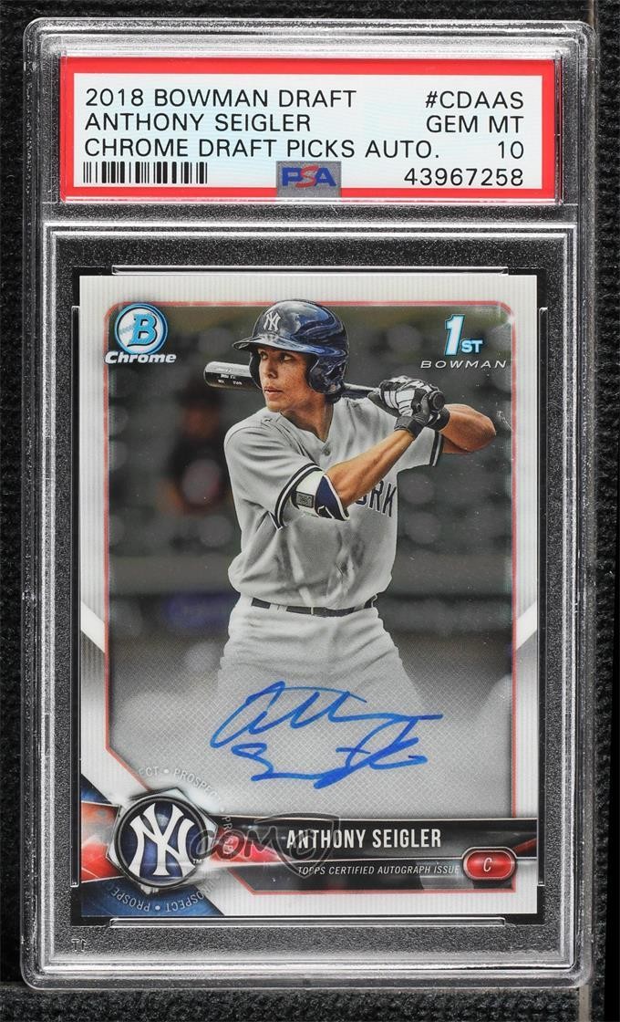2018 Bowman Draft Chrome Pick Anthony Seigler #CDA-AS PSA 10 GEM MT Auto o5b