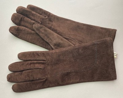 LOVECH Vintage Bulgarian Leather Gloves 1983,  Brown Leather, Size 7  3/4