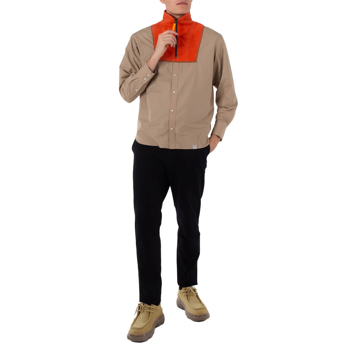 Мужская бежевая двухцветная толстовка на пуговицах Kolor Beacon