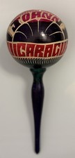 Hand Carved Painted Wooden Maraca Nicaragua Folk Art 9  Red Purple Decor