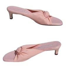 Donald Pliner HELLI Mesh Elastic Leather Slide Shoe New Buckle Detail 225 NIB