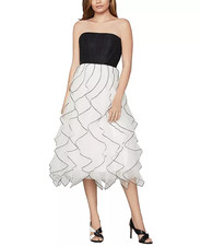 BCBG MAXAZRIA STRAPLESS RUFFLED DRESS