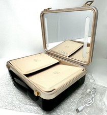 BEAUTIFECT Custodia Trucco Vanità Portatile di Lusso Luce (Nero Opaco/Oro Rosa)