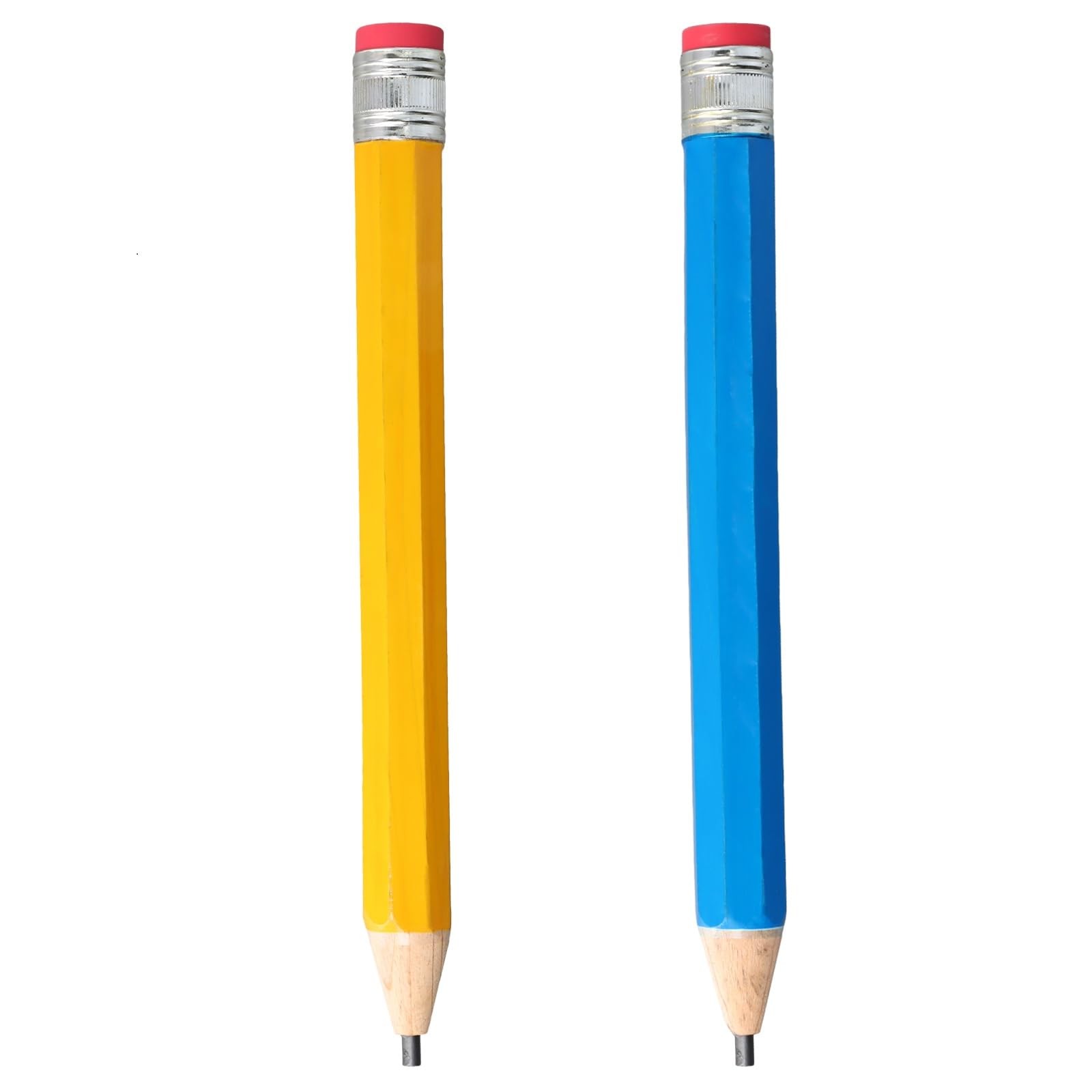 2 Crayons Géants Bois 33,5 cm avec Capuchon Mine Graphite XXL