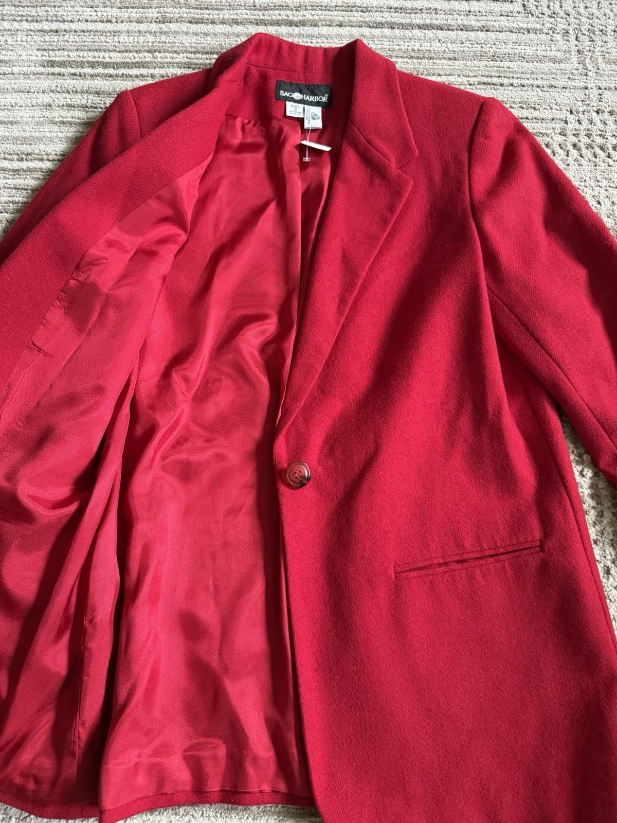 Sag Harbor Red Button Collared Blazer Lined Mid-L… - image 3