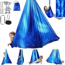 Sensory Swing for Kids Indoor  Outdoor Double Layer Therapy Cuddle Hammock C...