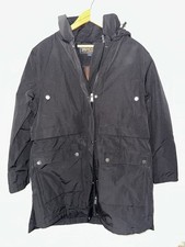 Pendleton Black Thick Winter Coat Plaid Lining Hooded Women s Sz Large Full Zip