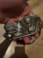 Vintage 1991 Harley Davidson Baron Belt Buckle "Thundering Steel" V-Twin Engine