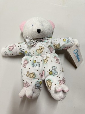 CARTER'S 9'' VINTAGE PRESTIGE WHITE TEDDY BEAR PINK STUFFED ANIMAL PLUSH RATTLE