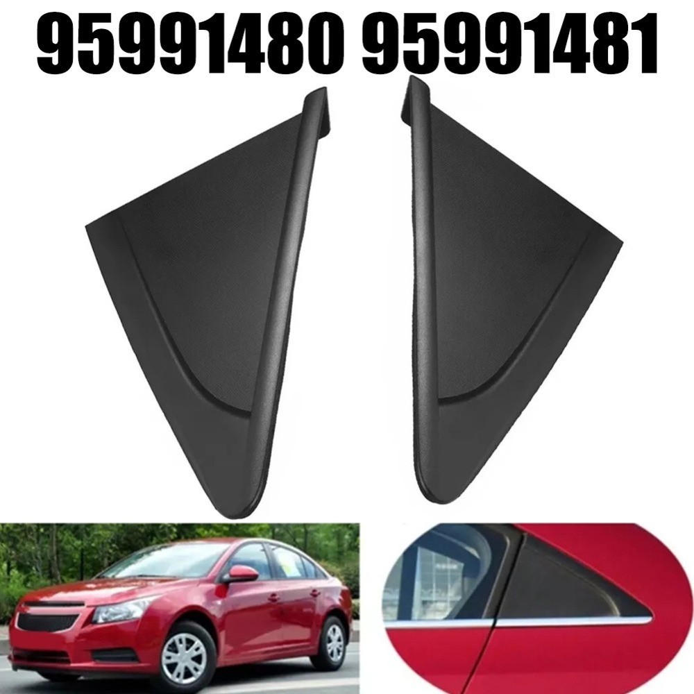 For Chevrolet 1 Pair Rear Window Glass Triangular Trim Covers Black For Cruze