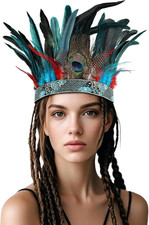 Peacock Feather Fascinator Decorative Feather Headpiece Crown Headdress Costume