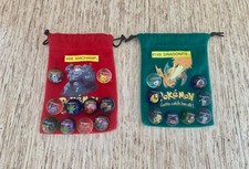 1999 Pokemon Gotta Catch 'Em All Glass Marbles Felt Bag Machamp Dragonite Lot