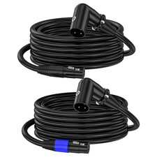 Right Angle XLR Male to Female Cable 2 Pack 6.6 ft 90-Degree 3-Pin Balanced