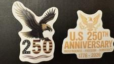 2Pk 250th Anniversary Sticker America Eagle Flag 2  Souvenir Decal USA 1776-2026