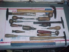 Antique 16 Screwdrivers, Awls, Hammers Star Wheel Cobbler Carpenter Leather Work
