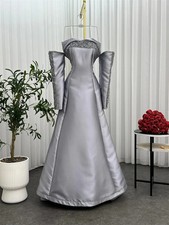 Silver Beaded Wedding Dresses Long Sleeves Bespoke Occasion Gown Bridal Gowns