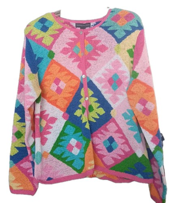 #ad VINTAGE Northern Isles Abstract Button Up Cardigan Sweater Women’s Sz XL NWT $79.99
