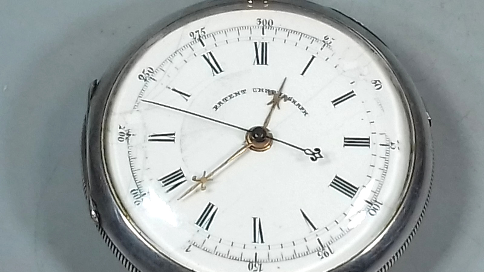 SOLID SILVER PATENT CHRONOGRAPH POCKET WATCH MENS… - image 4