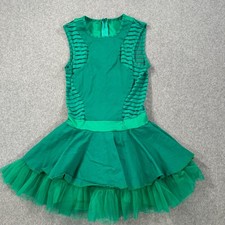 Kelle Green Leotard Dance Costume Size Small Adult Tulle Sleeveless Recital