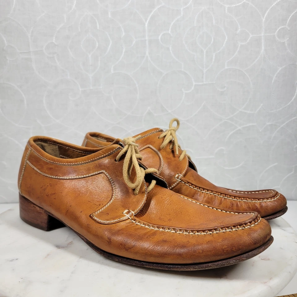 Oxford vintage cosido a mano para hombre 11D suelas de cuero suave curtido cordones informales Foto 4 de 4