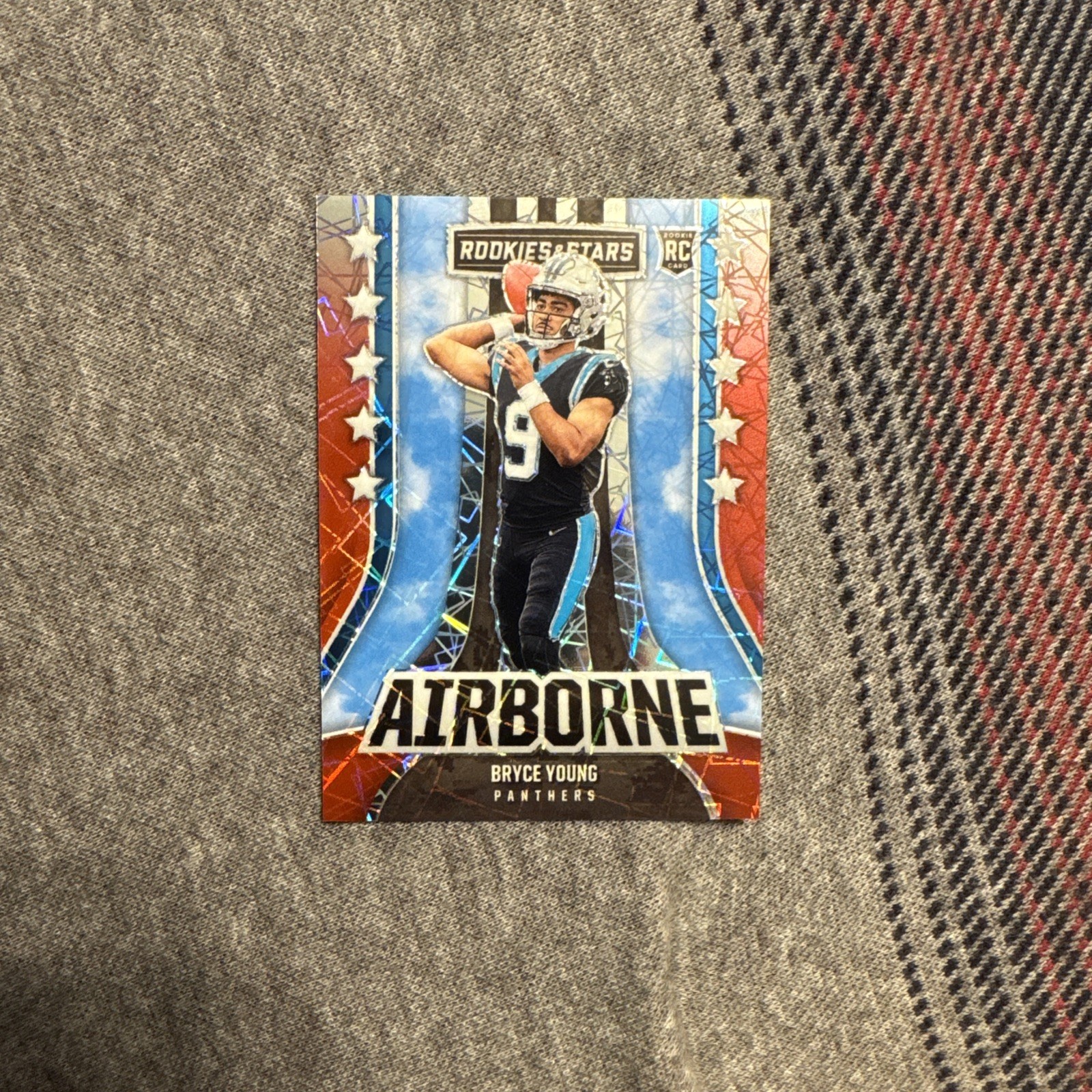 BRYCE YOUNG 2023 ROOKIES AND STARS AIRBORNE RED PLAID ROOKIE #AI-5 Q6903