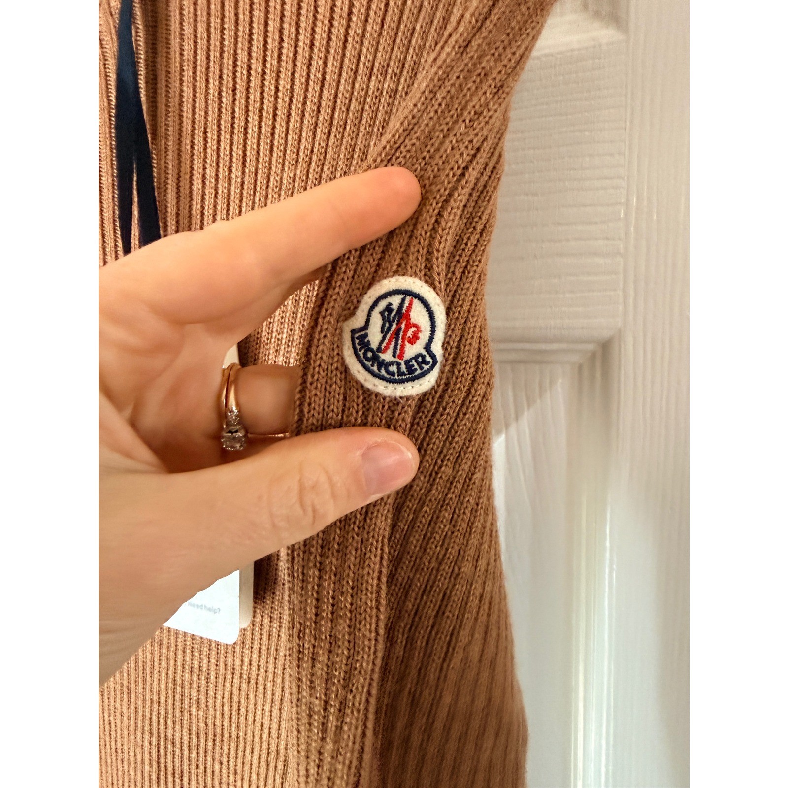 Moncler Ribbed Knit Midi Dress Brown Long Sleeve Mock Neck Size XL thumbnail 6