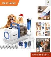 Dog Grooming Kit with Vacuum, 15000Pa Pet Hair Clipper and Shedding Brush, 50...