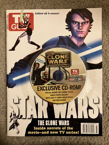 TV Guide Star Wars Clone Wars Anakin Ashoka Cover 2008 w/ CD-ROM High Grade