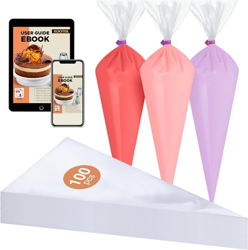 Transparent 100 Pcs 16 Inch Disposable Icing Bags - Ideal for All Baking Needs - Picture 3 of 9