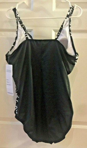 Trimshaper Women's Black/White 1-PC Swimsuit Padded Bra Plus Size 20W NWT $109 - Picture 2 of 2