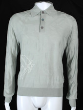 HERMES Lichen Green Wool Knit CHEVAUX EN SYMETRIE Men's Polo Sweater M