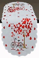 Creative Linens Valentines Day Table Cloth Runner Embroidered Heart Love Decor