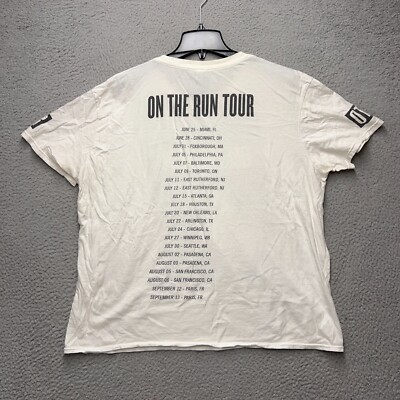 Beyonce Jay Z On the Run Concert Shirt Mens XL White Music Short