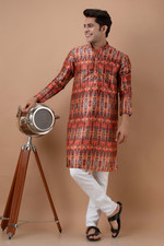 Men's Ethical Printed Mulberry Kurta - Perfect for Casual Wear