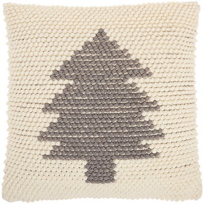20''x20'' Oversize Christmas Tree Loops Square Throw Pillow Ivory/Gray - Mina