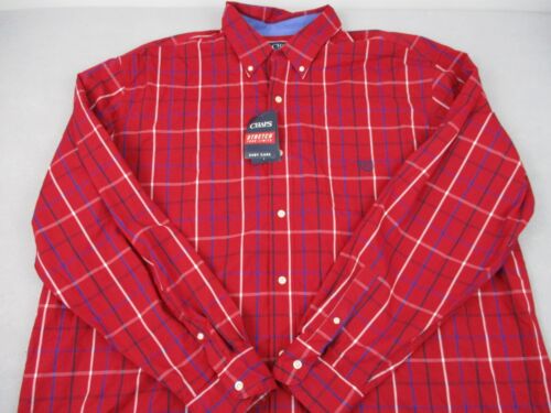 Chaps Shirt Men 3XL Tall Red Plaid Button Up Long Sleeve Stretch Easy Care XXXL - Picture 2 of 8