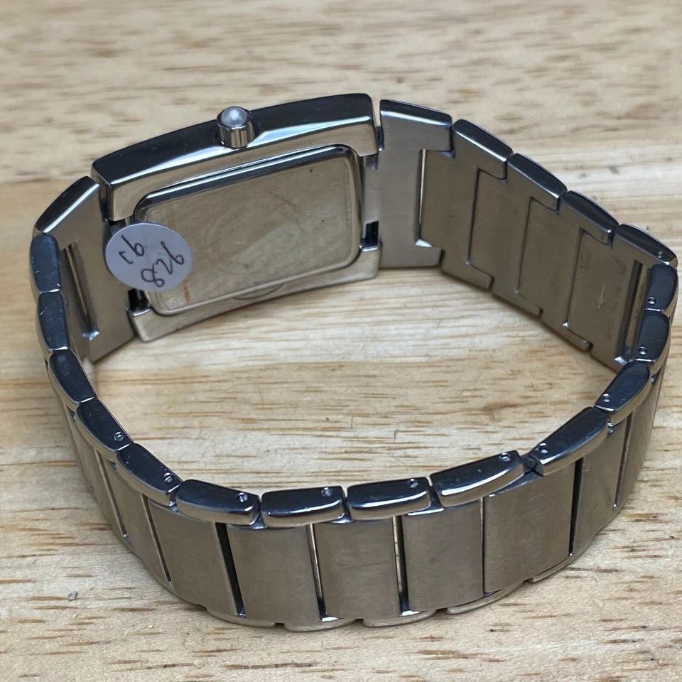 Reloj de cuarzo analógico rectangular de acero plateado perlas imitación 30 m Misaki para hombre ~ batería nueva Foto 4 de 4