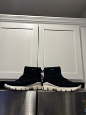 UGG Women  s Boots, Zipper Closure, Dry Tech, Black With White Soles, 7.5