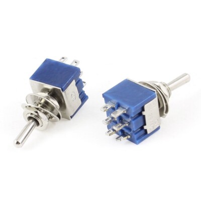 10PCS Mini Toggle Switch 2 Position 6Pins DPDT ON-ON 6mm Thread Latching 6A 125V