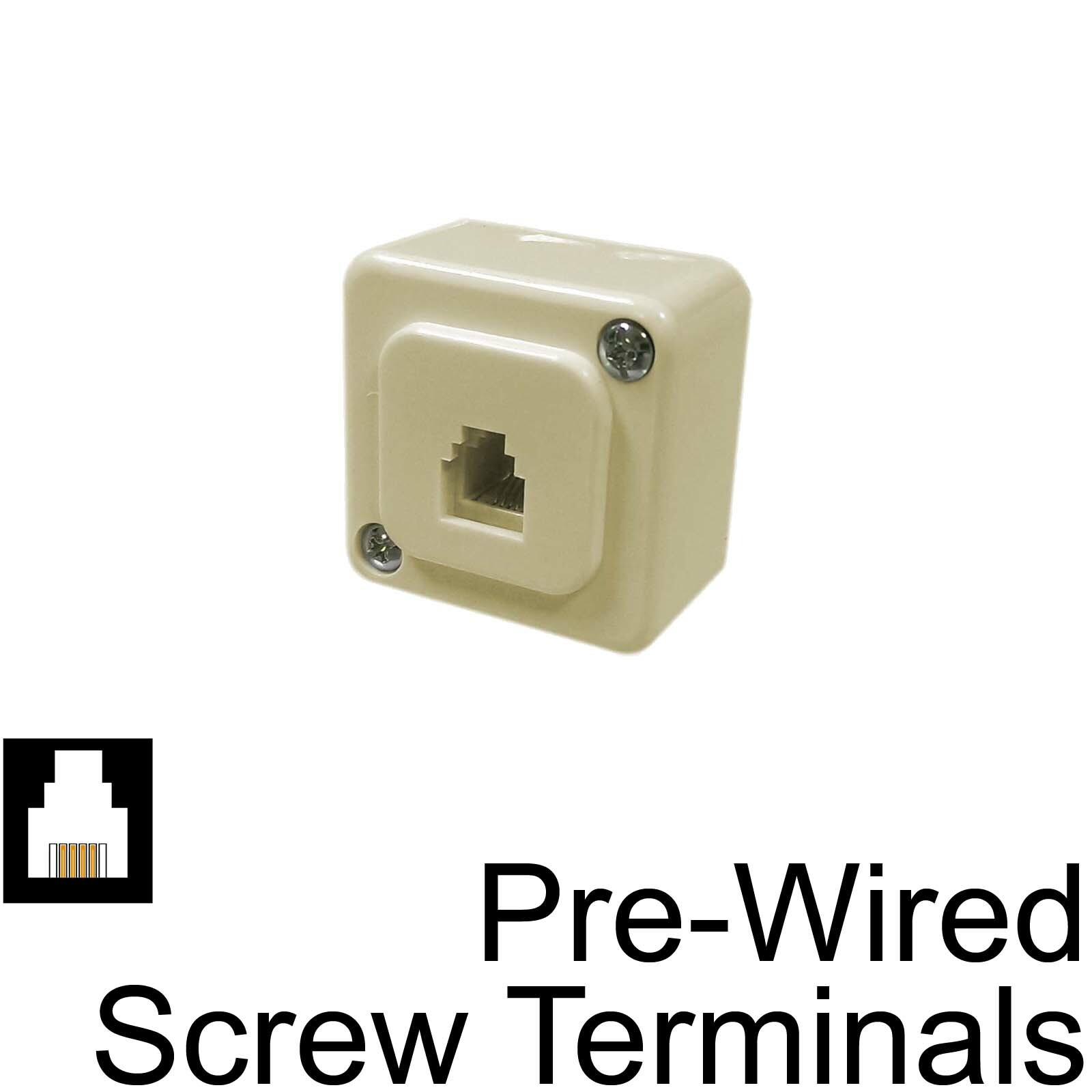 Surface Mount Box Biscuit Jack RJ11 6P4C Telephone PreWired Wall Plate 74121B eBay