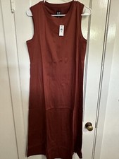 Gap Brown Sheath Mercerized Cotton Sleeveless Maxi Dress Size Medium Tall